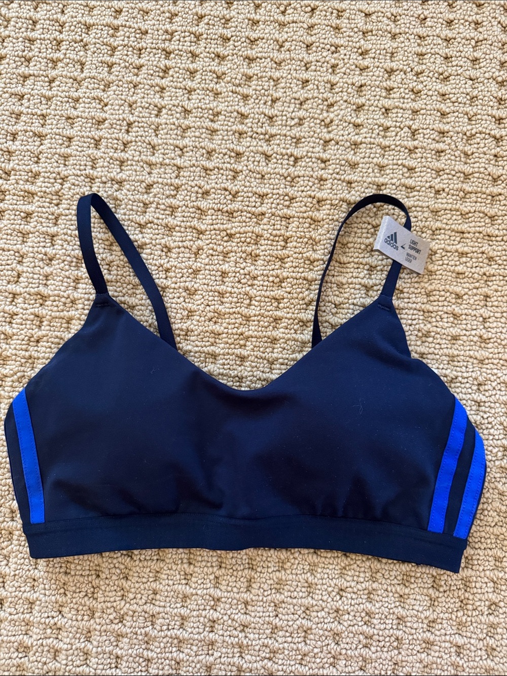 Adidas Women's training ALL ME 3-STRIPES BRA, Blue H36288, Size M